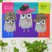 Whimsikal und Niedliche Weise Schüssel Küchentuch (Gefaltet)