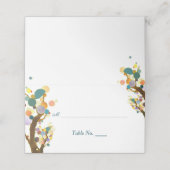Whimsikale Bäume Aquamarine Hochzeit Platzkarte (Außenseite Aufgefaltet)