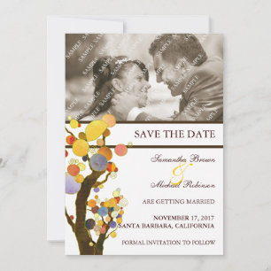 Whimsikale Bäume: Foto Hochzeit speichern das Datu Save The Date