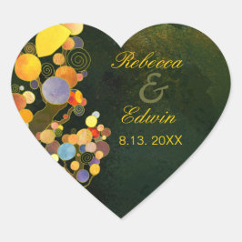 Whimsikale Bäume Rustikale Gastgeschenk Hochzeit Herz-Aufkleber