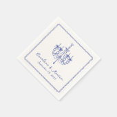 Whimsikale, blaue, handgezeichnete Hochzeitsnapkin Serviette (Ecke)