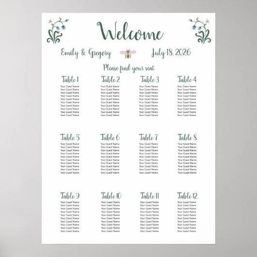 Whimsikale Blume Hochzeit Poster (Vorne)