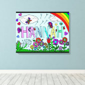 Whimsikale Blume und Mädchenname Hannah Wall Art Leinwanddruck (Insitu (Holzboden))