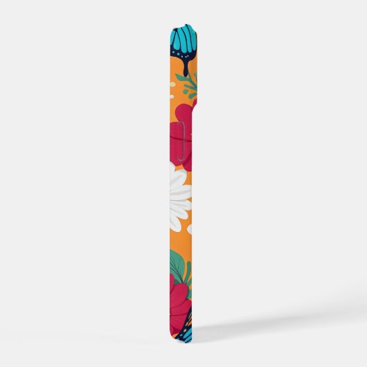 Whimsikale Blume und Schmetterlinge iPhone 15 Hülle (Rechte Seite)