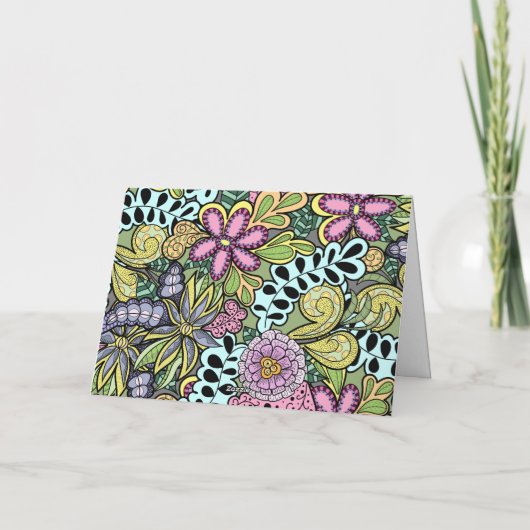 Whimsikale Blume Verlasse den Botanischen Mutterta Karte (Rückseite)