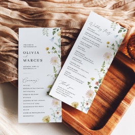 Whimsikale Blush Spring Wildblume Elegante Hochzei Programm