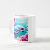 Whimsikale Delphine und Blumenwasser Kaffeetasse (Vorderseite Links)
