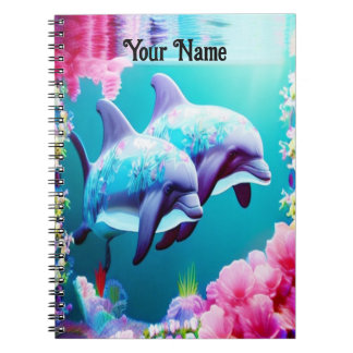 Whimsikale Delphine und Blumenwasser Notizblock