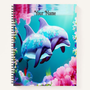Whimsikale Delphine und Blumenwasser Notizblock