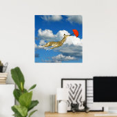 Whimsikale Giraffe in den Wolken Poster (Heimbüro)