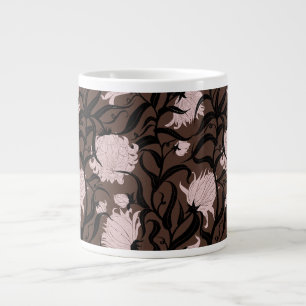 Whimsikale große Blume braun Vintag Jumbo-Tasse