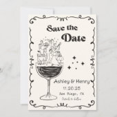 Whimsikale Hand gezeichnet Quirky Hochzeit retten Einladung (Vorderseite)