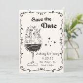 Whimsikale Hand gezeichnet Quirky Hochzeit retten Einladung (Stehend Vorderseite)