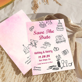 Whimsikale Hand gezeichnet Quirky Hochzeit retten Einladung