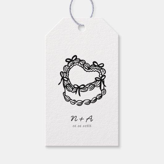 Whimsikale handGezeichnet Kuchenhochzeit Geschenkanhänger (Vorderseite)