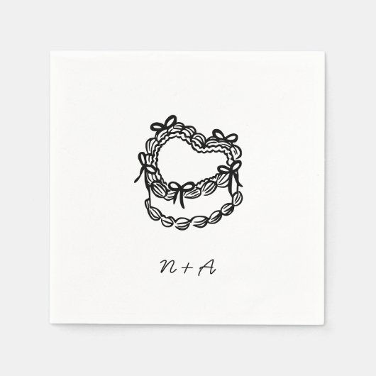 Whimsikale handGezeichnet Kuchenhochzeit Serviette (Vorderseite)