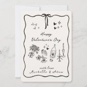 Whimsikale, handgezeichnete Elemente Valentinstag Feiertagskarte (Vorderseite)