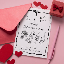 Whimsikale, handgezeichnete Elemente Valentinstag Feiertagskarte