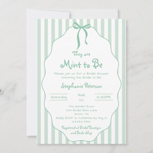 Whimsikale handgezogene Minze als Brautparty Einladung (Vorderseite)