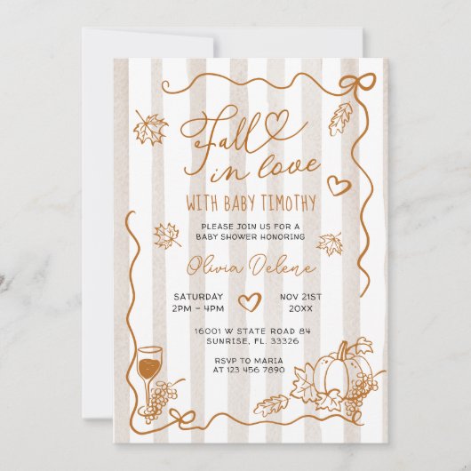 Whimsikale Handgezogenheit in Liebe Babydusche Einladung (Vorderseite)