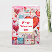 Whimsikale Herzen und Liebe Buchstaben Valentinsta Karte (Vorderseite)