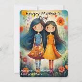 Whimsikale Illustration von zwei Mädchen Muttertag (Vorderseite)