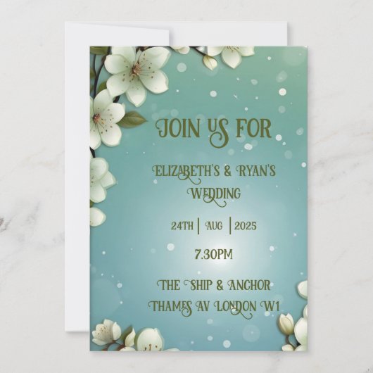 Whimsikale Kirschblüte mit Glitzern Einladung (Vorderseite)