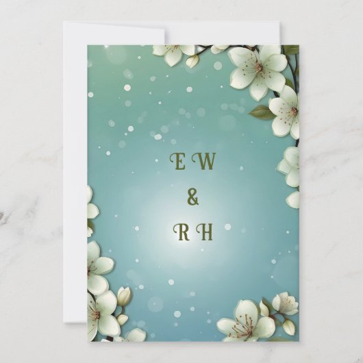 Whimsikale Kirschblüte mit Glitzern Einladung (Rückseite)