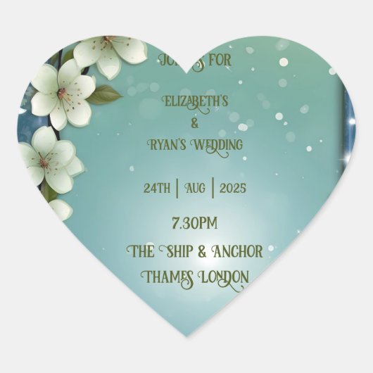 Whimsikale Kirschblüte mit Glitzern Herz-Aufkleber (Vorderseite)