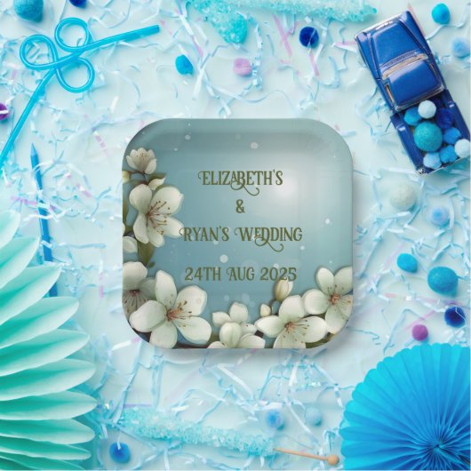 Whimsikale Kirschblüte mit Glitzern Pappteller (Party)