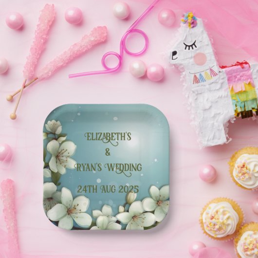 Whimsikale Kirschblüte mit Glitzern Pappteller (Party)