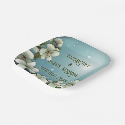 Whimsikale Kirschblüte mit Glitzern Pappteller (Gewinkelt)