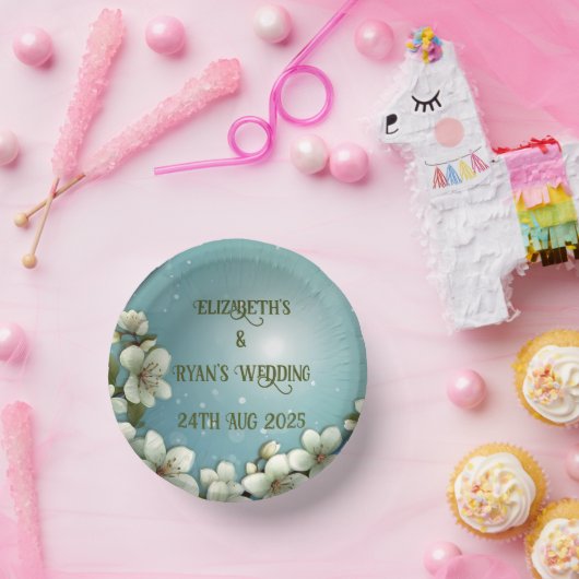 Whimsikale Kirschblüte mit Glitzern Pappteller (Party)