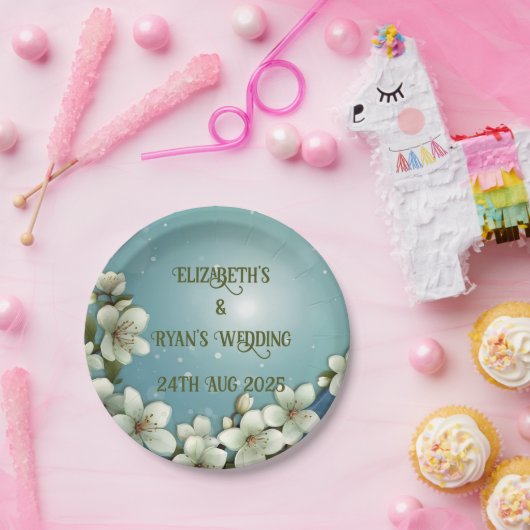 Whimsikale Kirschblüte mit Glitzern Pappteller (Party)