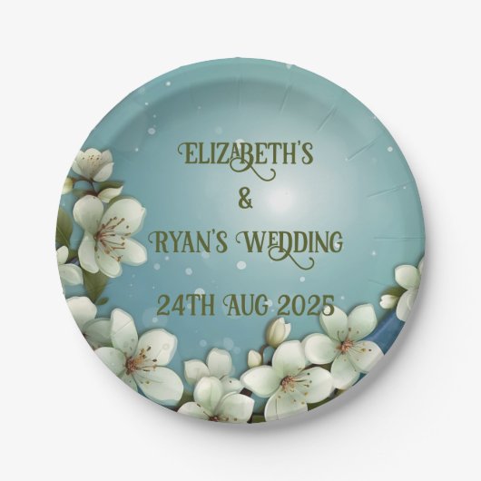 Whimsikale Kirschblüte mit Glitzern Pappteller (Vorderseite)