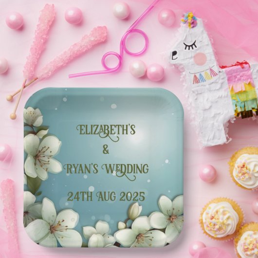 Whimsikale Kirschblüte mit Glitzern Pappteller (Party)