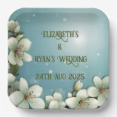 Whimsikale Kirschblüte mit Glitzern Pappteller (Vorderseite)