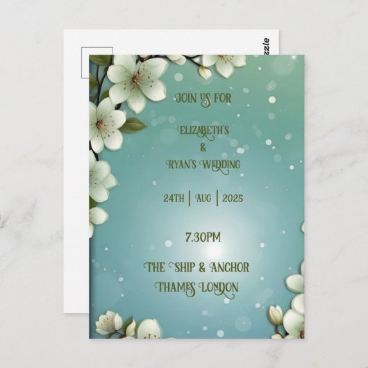 Whimsikale Kirschblüte mit Glitzern Postkarte (Vorne/Hinten)