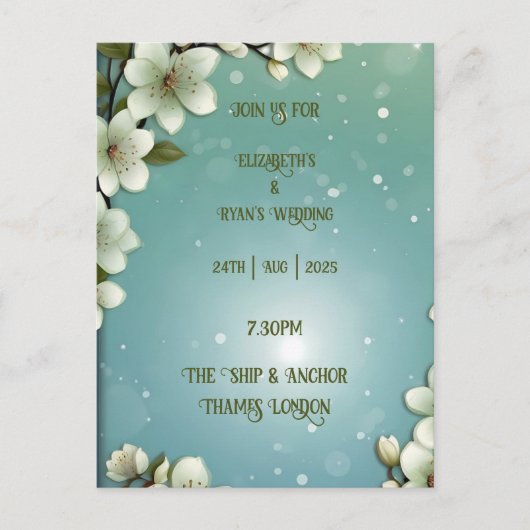 Whimsikale Kirschblüte mit Glitzern Postkarte (Vorderseite)