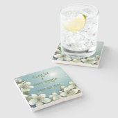 Whimsikale Kirschblüte mit Glitzern Steinuntersetzer (Seitenansicht)