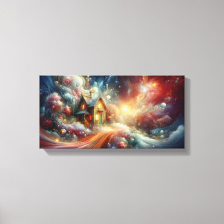 Whimsikale kleine Hütte, Farbexplosion Leinwanddruck