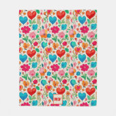 Whimsikale Kokettherzen und Blume Monogramm Fleecedecke (Vorderseite)