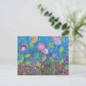 Whimsikale Kunst, helle Blume in einem schönen Gar Postkarte (Stehend Vorderseite)