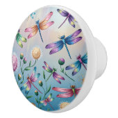 Whimsikale Libellen mit Blume Keramikknauf (Rechts)