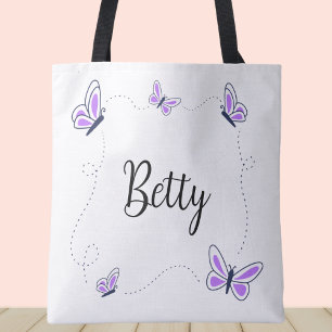Whimsikale Lila-weiße Schmetterlinge Tasche