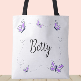 Whimsikale Lila-weiße Schmetterlinge Tasche