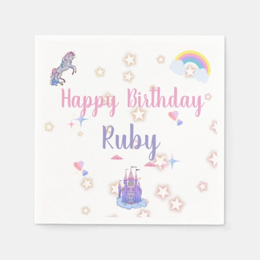 Whimsikale, märchenhafte Burg und eingetönte Servi Serviette (Vorderseite)