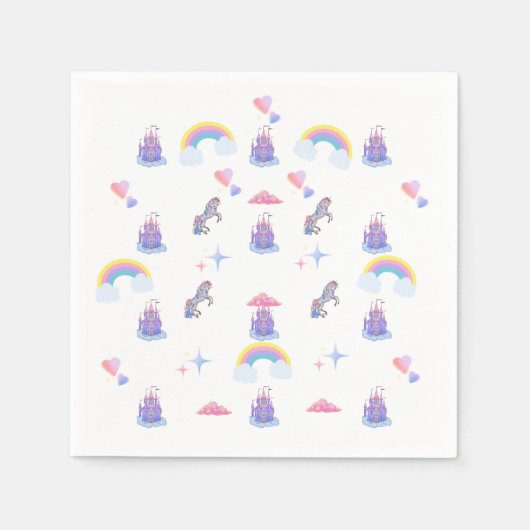 Whimsikale, märchenhafte Burg und eingetönte Servi Serviette (Vorderseite)