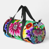 Whimsikale mehrfarbige Folk-Art-Blume florenrosa Duffle Bag (Rechte Ecke)