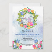 Whimsikale Ostereier und Sonnige Tulpen Einladung (Vorderseite)